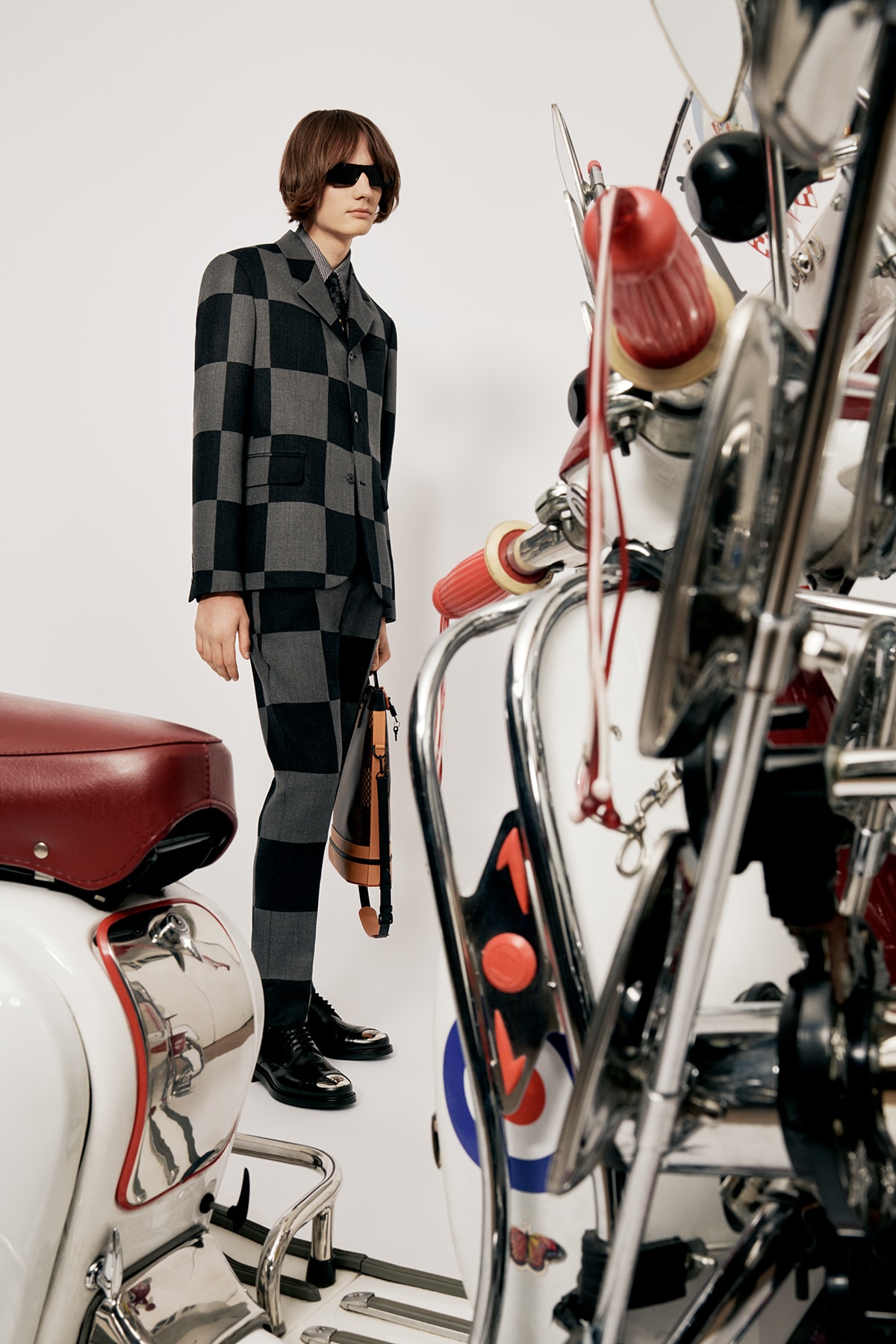 Louis Vuitton NIGO x Virgil Alboh LV2 Collection Lookbook Suit Damier Check Grey Black