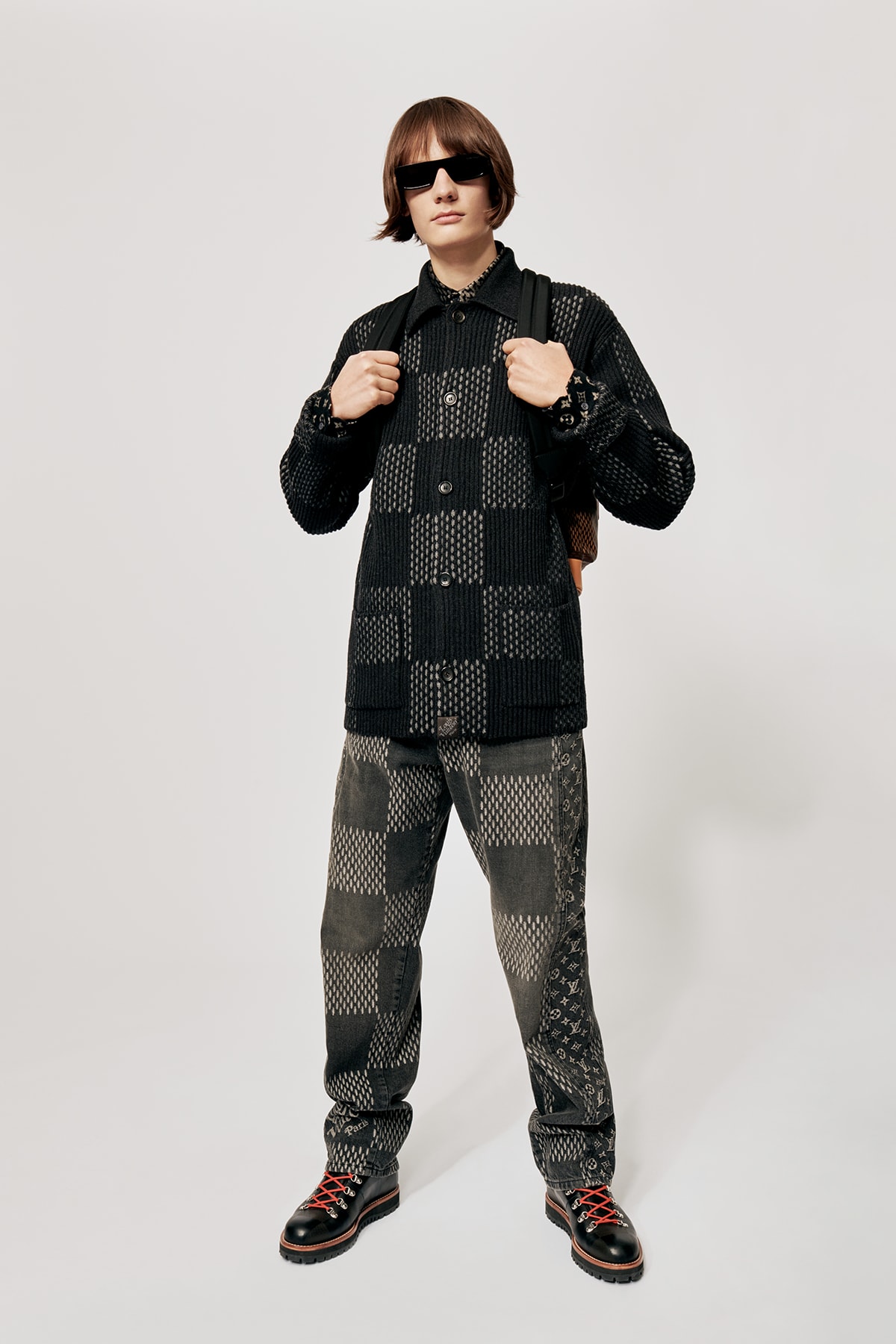 Louis Vuitton NIGO x Virgil Alboh LV2 Collection Lookbook Shirt Jeans Damier Check Grey Black
