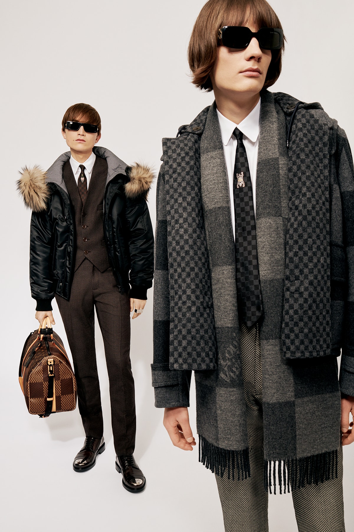 Louis Vuitton NIGO x Virgil Alboh LV2 Collection Lookbook Jacket Scarf Duffel Bag