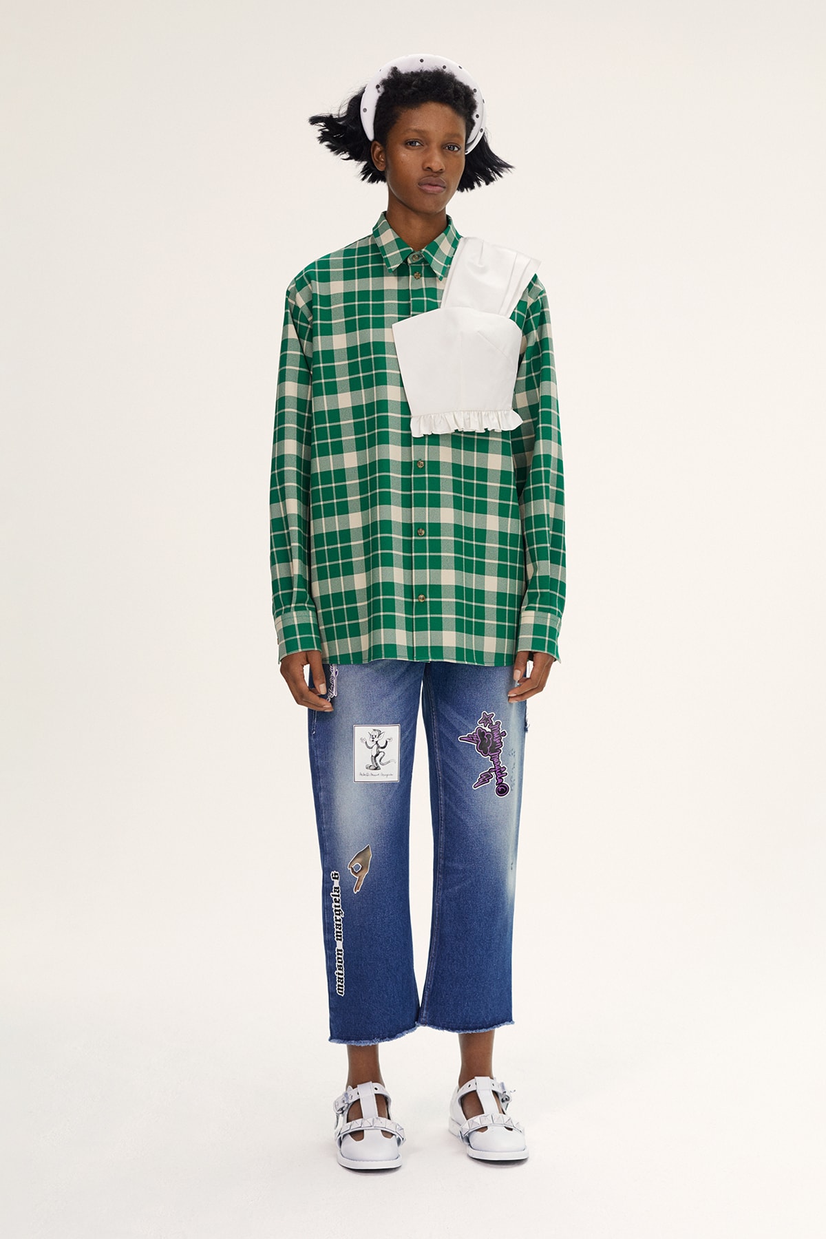 MM6 Maison Margiela Spring/Summer 2020 Collection Lookbook Plaid Shirt Green Patchwork Jeans