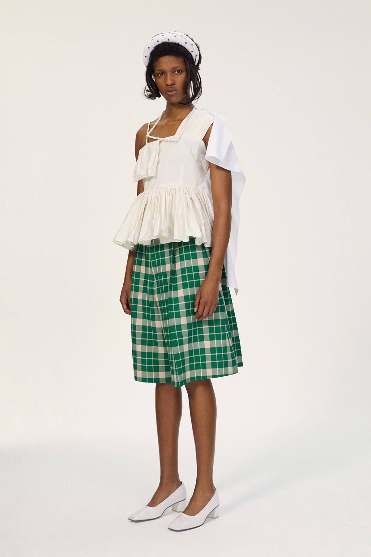 MM6 Maison Margiela Spring/Summer 2020 Collection Lookbook Plaid Shorts Ruffle Top