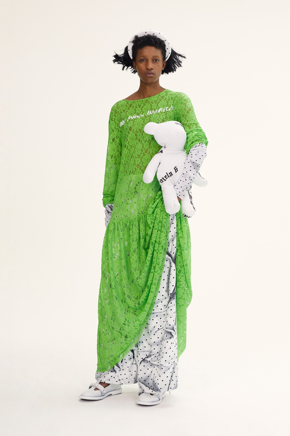 MM6 Maison Margiela Spring/Summer 2020 Collection Lookbook Lace Dress Green Padded Headband