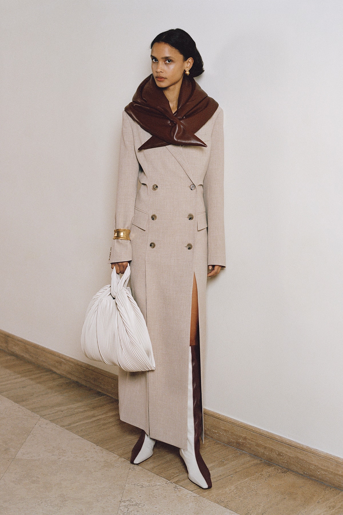 Nanushka Fall/Winter Collection Lookbook Coat Beige