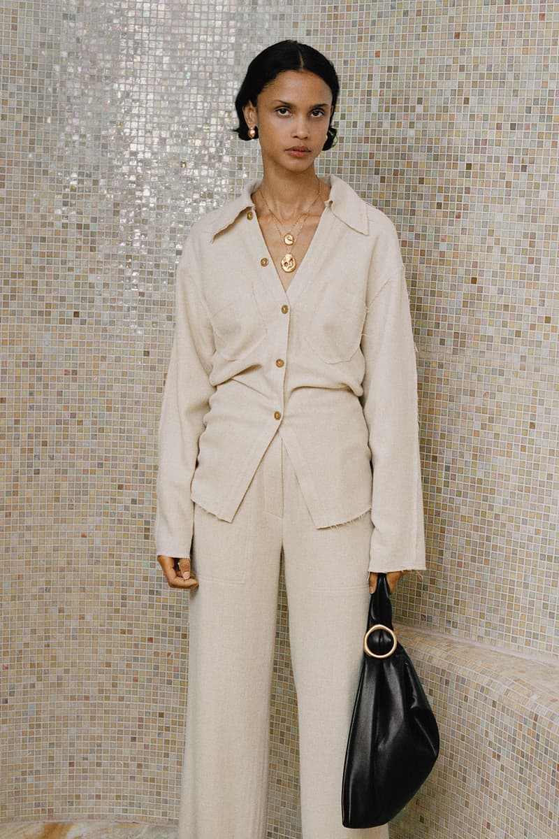 Nanushka Fall/Winter Collection Lookbook Cardigan Pants Cream