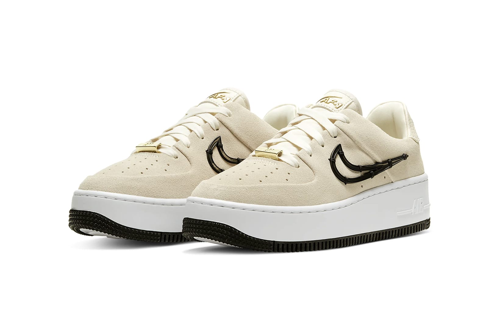 nike air force 1 sage sneakers with metal stitched in swoosh