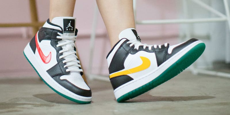 black yellow white jordans