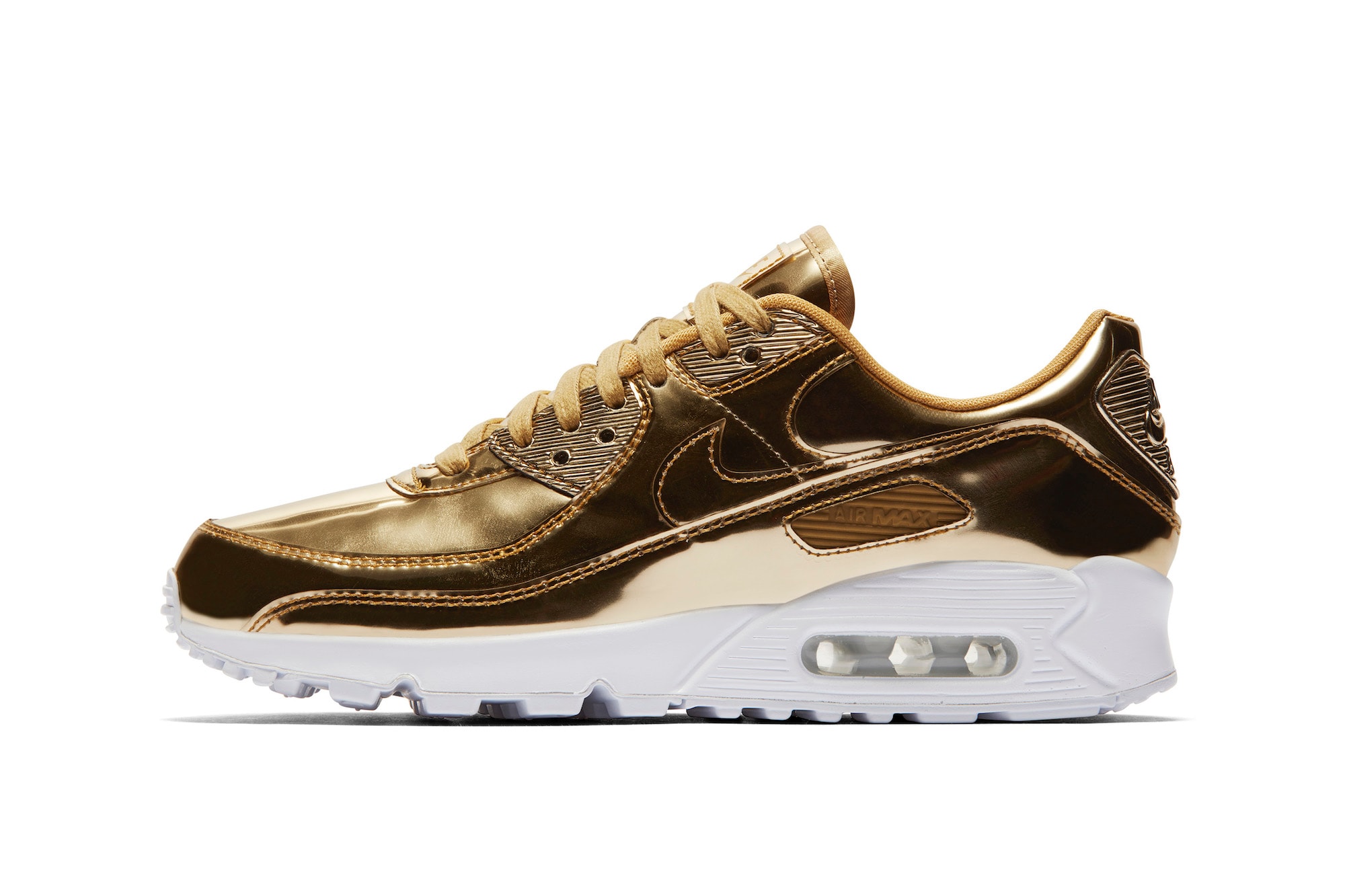 Nike Air Max 90 "Metallic Pack" Silver & Gold Sneaker Release Shiny 