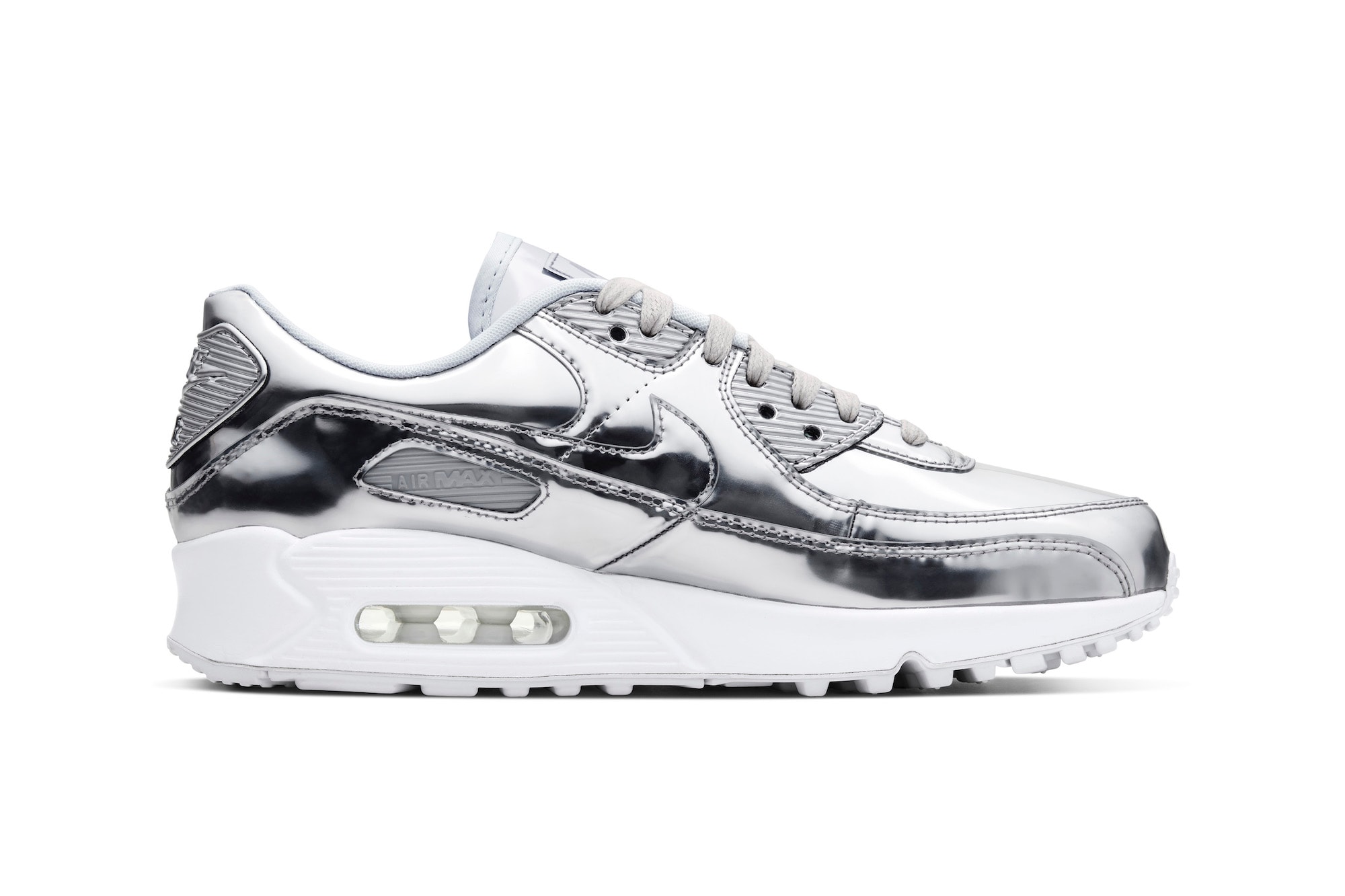 Nike Air Max 90 "Metallic Pack" Silver & Gold Sneaker Release Shiny 