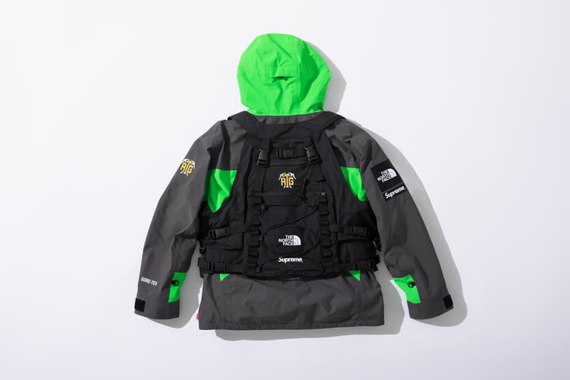 supreme the north face collaboration spring gore tex outerwear rtg jackets bags beanies black red neon green 