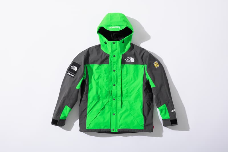 supreme the north face collaboration spring gore tex outerwear rtg jackets bags beanies black red neon green 