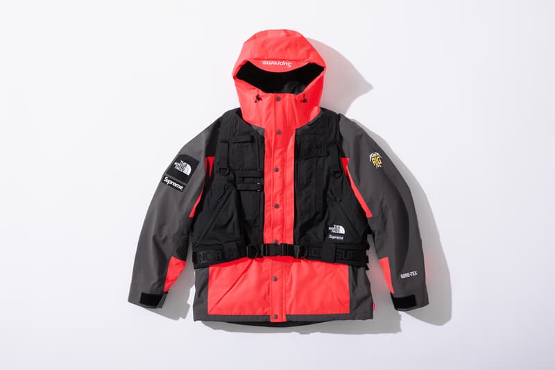 supreme the north face collaboration spring gore tex outerwear rtg jackets bags beanies black red neon green 