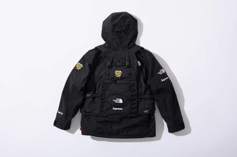 supreme the north face collaboration spring gore tex outerwear rtg jackets bags beanies black red neon green 