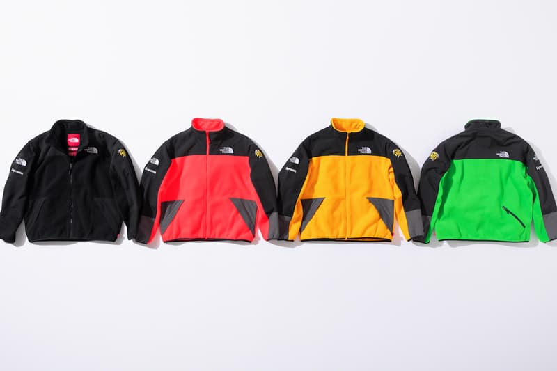 supreme the north face collaboration spring gore tex outerwear rtg jackets bags beanies black red neon green 