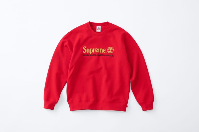 supreme timberland crewneck red