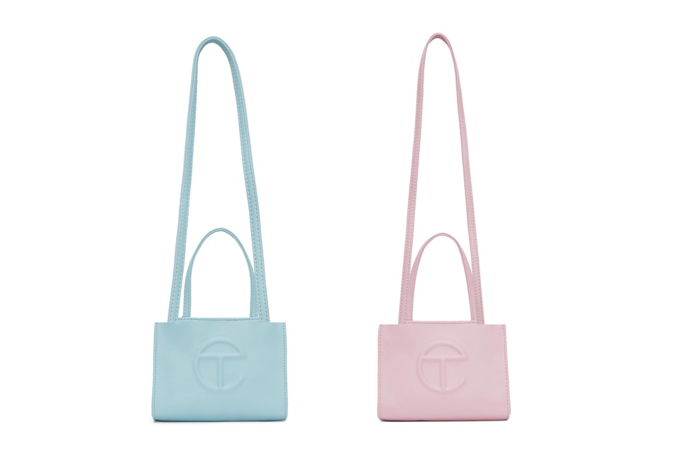 Shop Telfar's Logo Bag in Pastel Pink and Blue