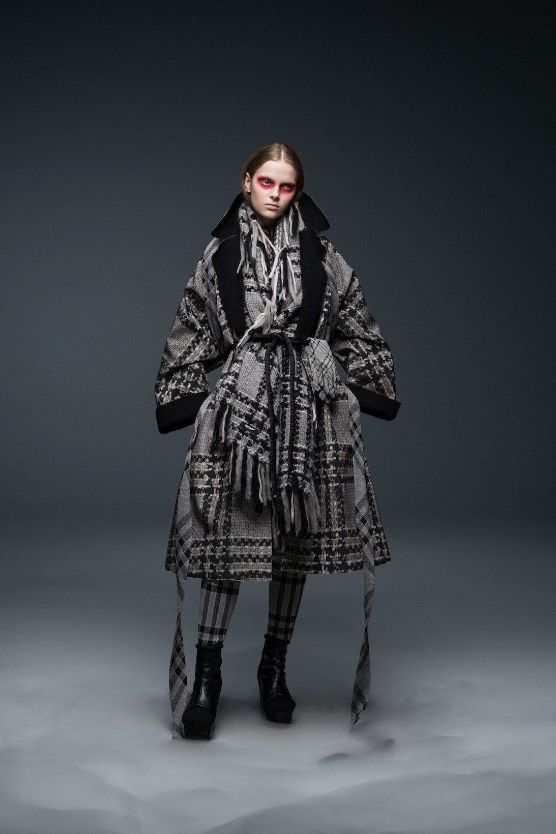 undercover jun takahashi paris fashion week fall winter womens collection lady macbeth akira kurosawa throne of blood gown jacket outerwear black maroon pants boots