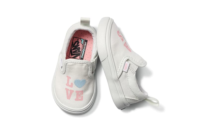 vans comfycush old new skool slip on sneakers autism awareness sensory inclusive charity donation checkered print hearts navy blue white