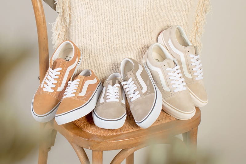 cream colored old skool vans