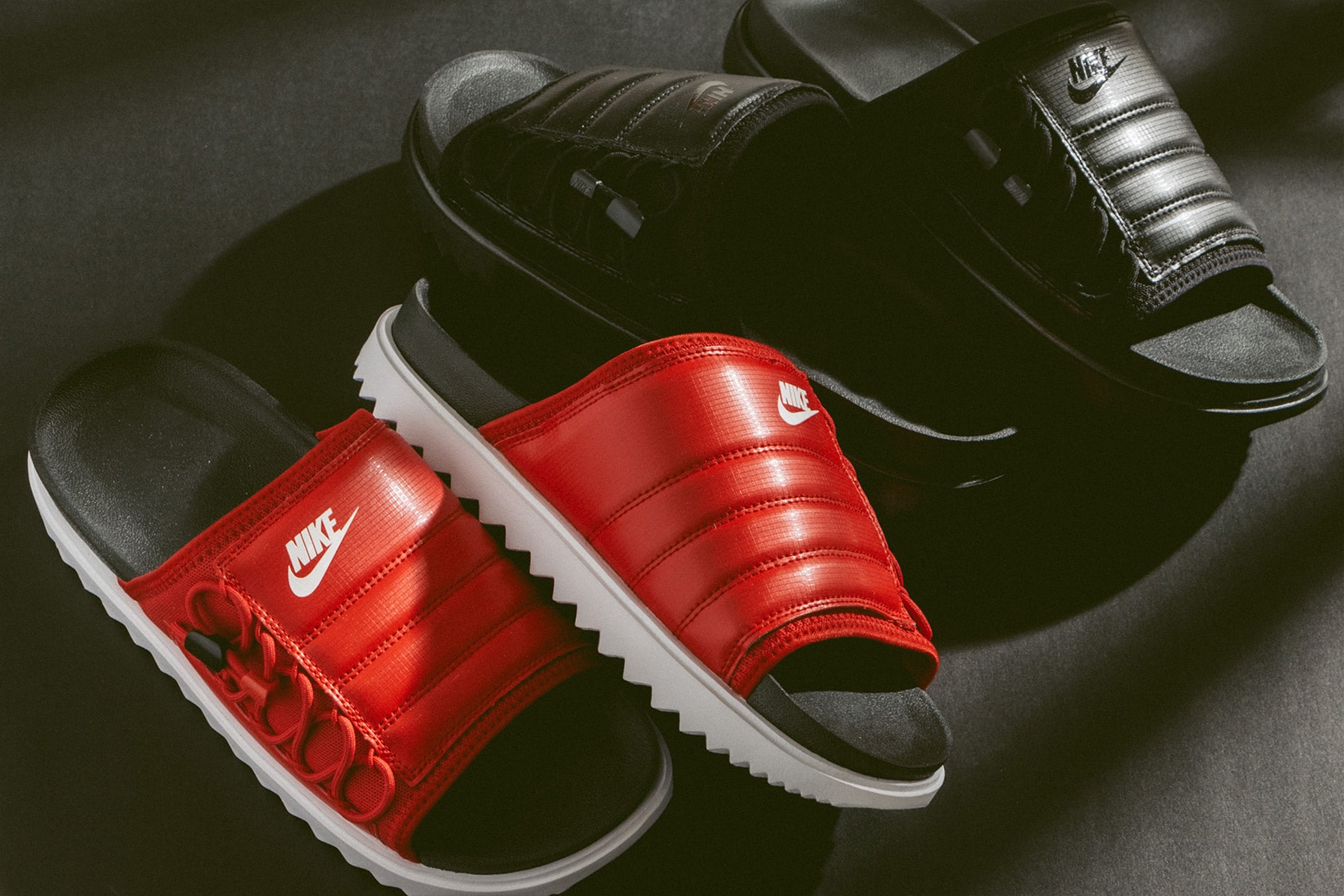Nike City Slide NA Black Red Sandals Slippers Footwear 