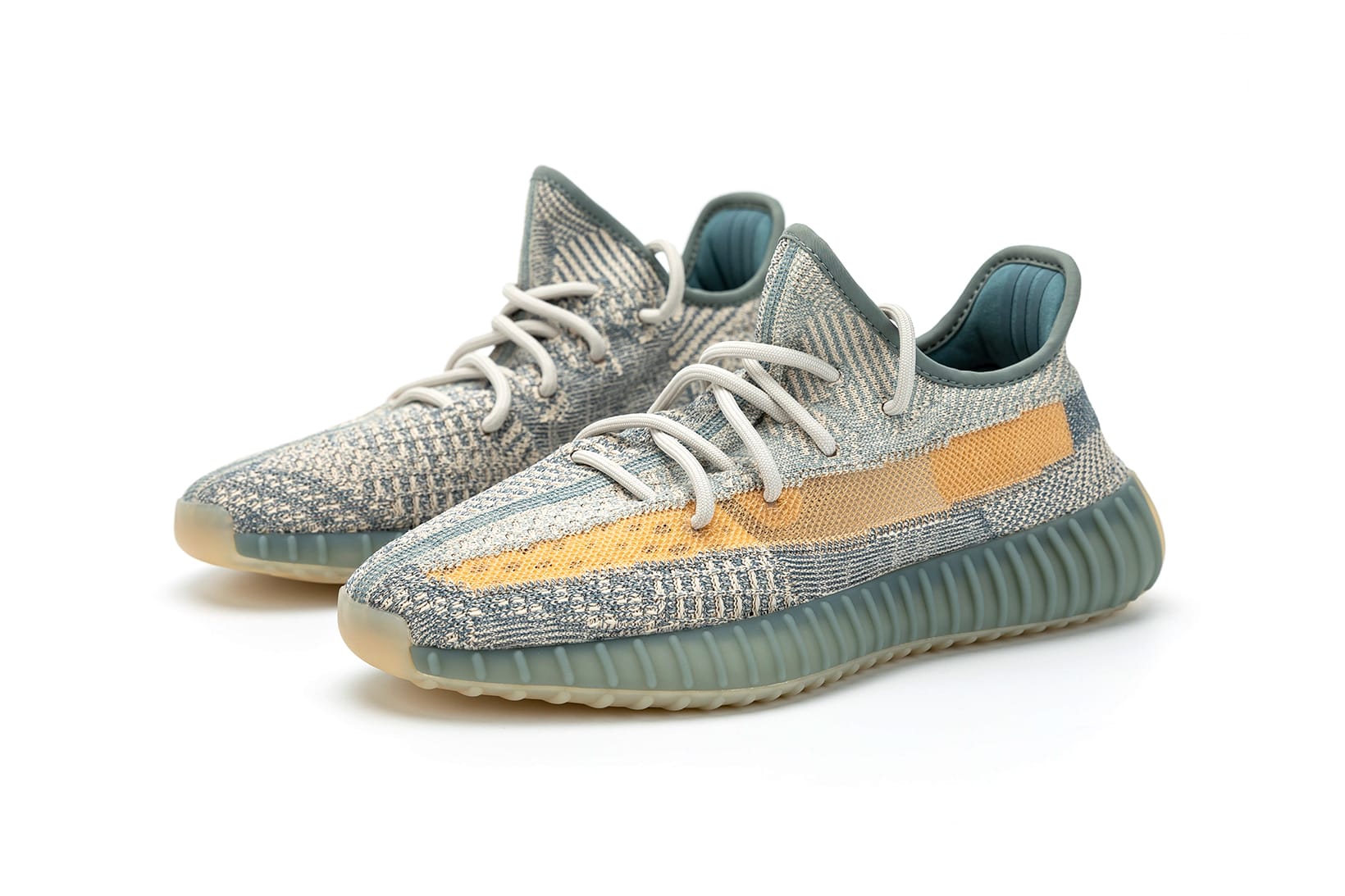 green and blue yeezys