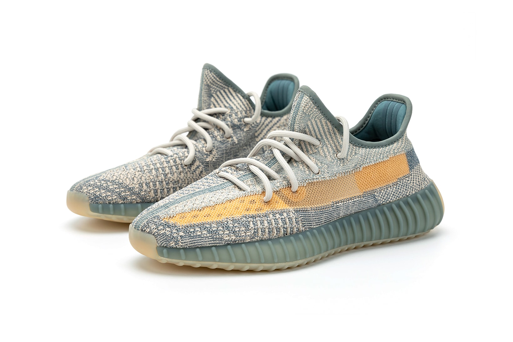 adidas kanye west yeezy boost 350 v2 israfil sneakers blue green gray orange colorway shoes sneakerhead footwear