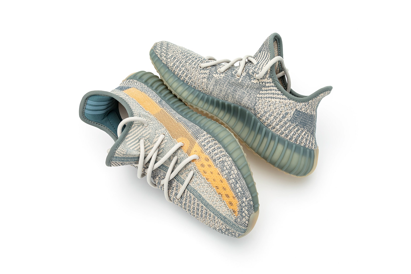 adidas kanye west yeezy boost 350 v2 israfil sneakers blue green gray orange colorway shoes sneakerhead footwear