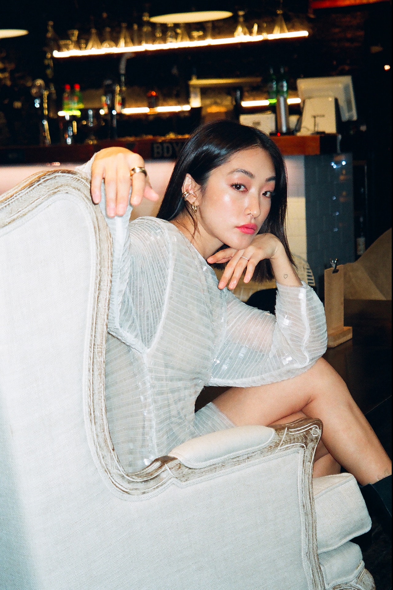 Dasha Kim Korean Influencer Beauty Fashion Sequin Dress YouTuber Content Creator