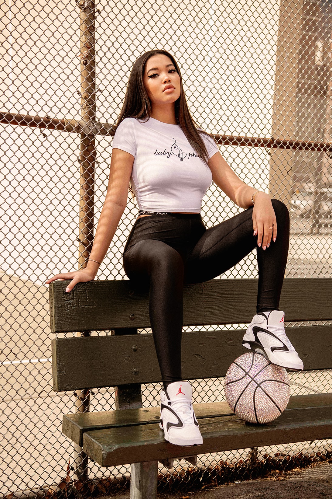 baby phat foot locker courtside capsule collaboration ming lee simmons tank catsuit red one shoulder dress sneakers