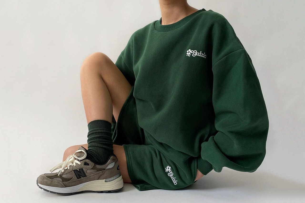 Danielle Guizio Floral Logo Crewneck Sweatshirt Sweater Shorts Sweatshorts Green New Balance Sneakers