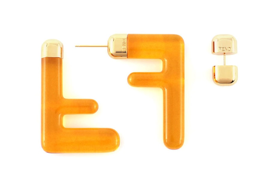 Fendi FF Earrings Logo Zucca Print Spring/Summer 2020 Yellow Orange