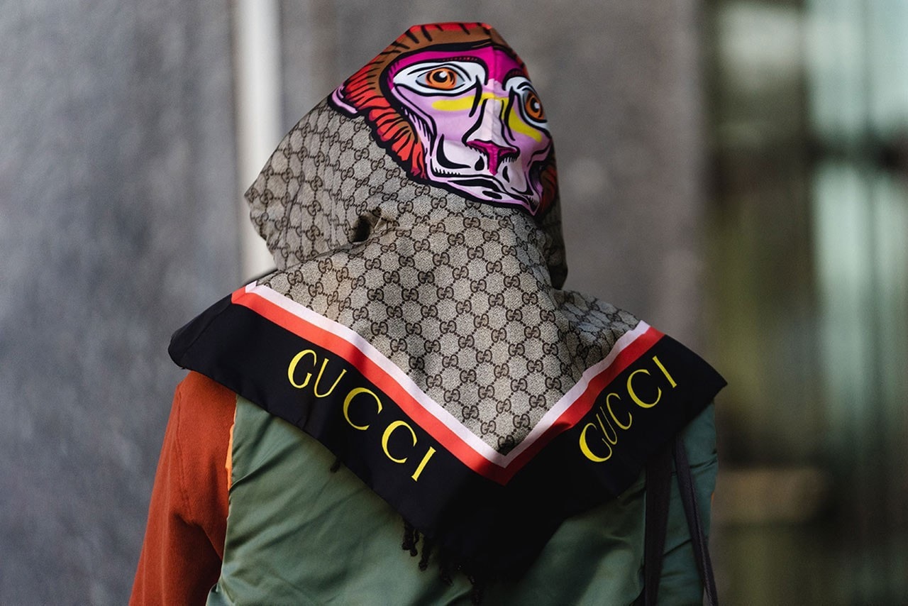 Gucci Scarf Logo Monogram Street Style