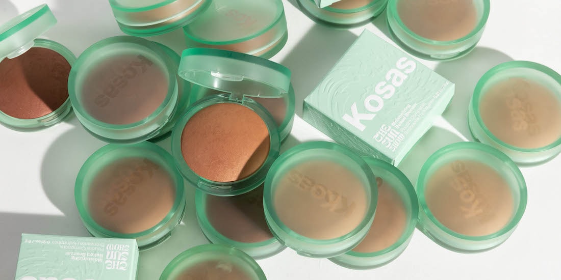 Kosas Sun Show Bronzer Makeup Product Release Moisturizing Formula Sea Glass Container Logo 