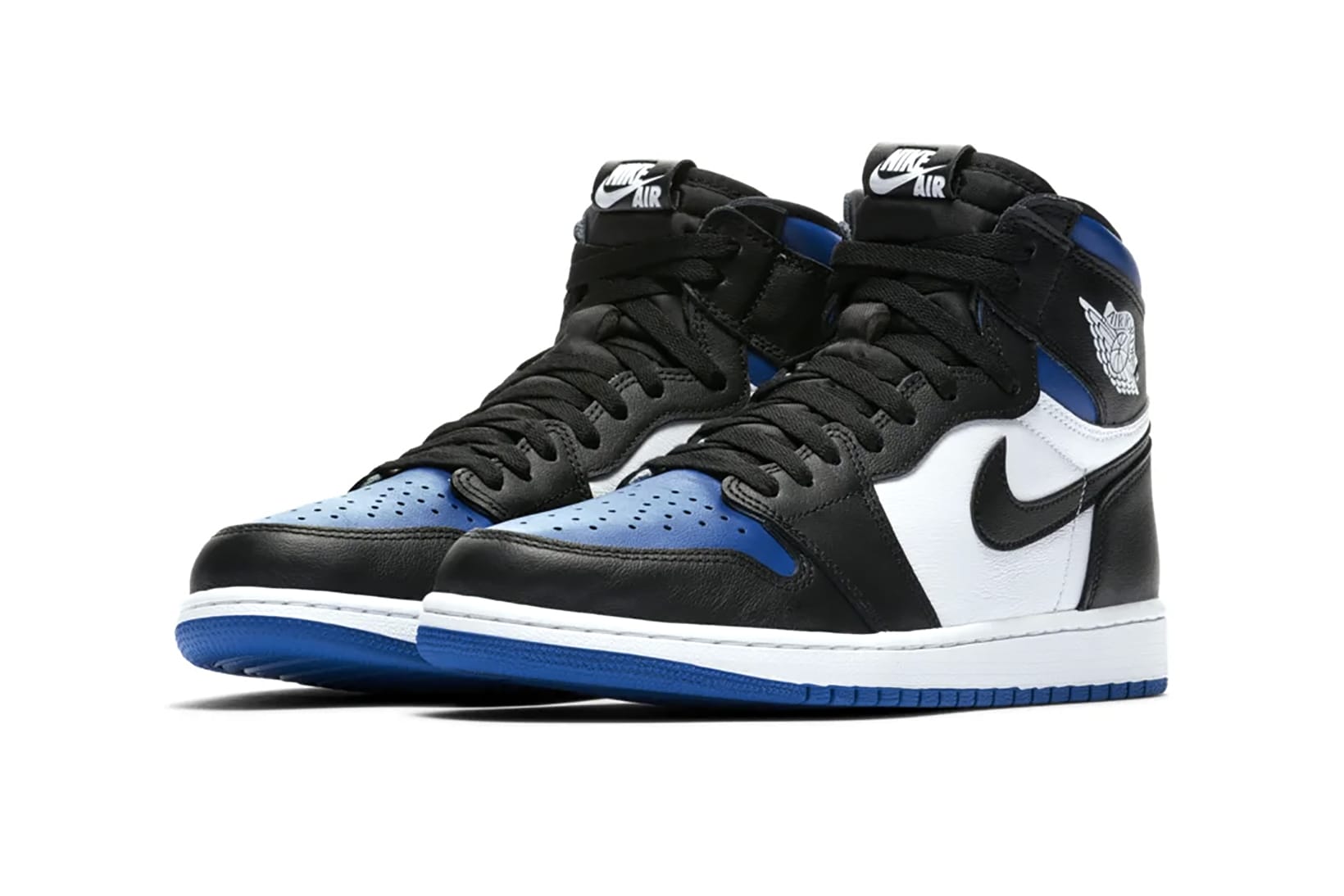 blue and white and black jordans