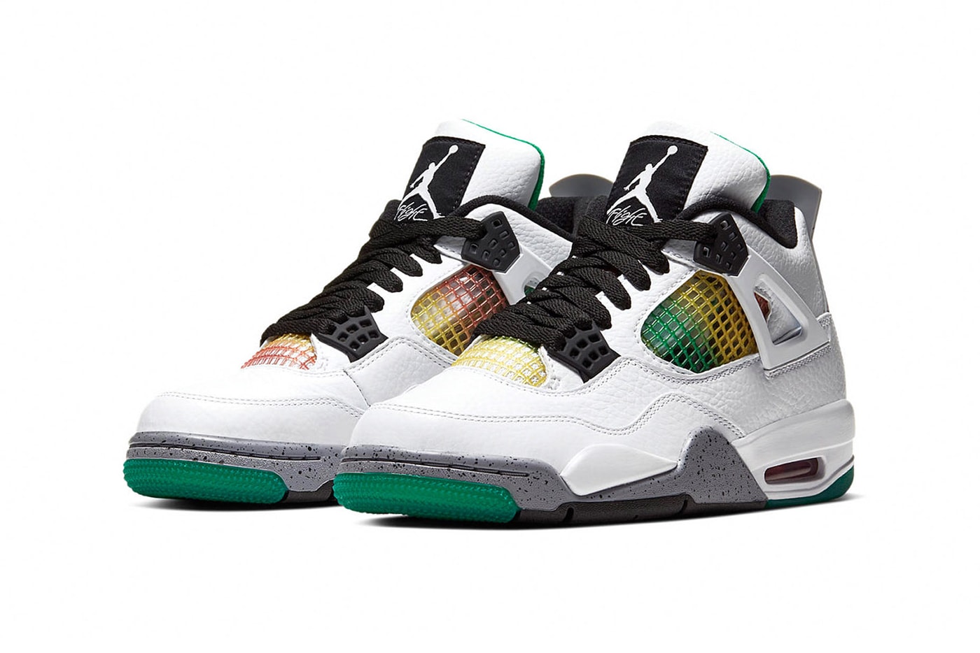 Nike Air Jordan 4 Retro Women's Do The Right Thing White Red Green Gold Rasta