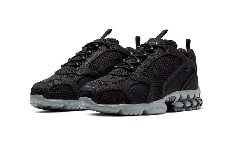 nike stussy air zoom spiridon cage 2 collaboration sneakers black gray sneakerhead footwear shoes