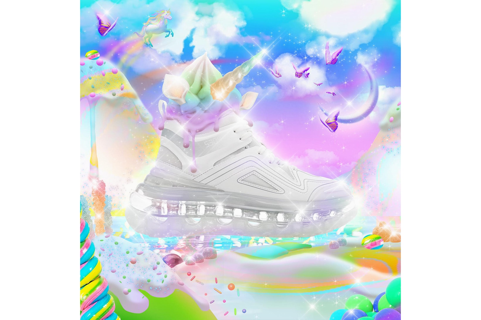 Shoes 53045 Bump'Air High Top White Astropop Unicorns Rainbows Ice Cream