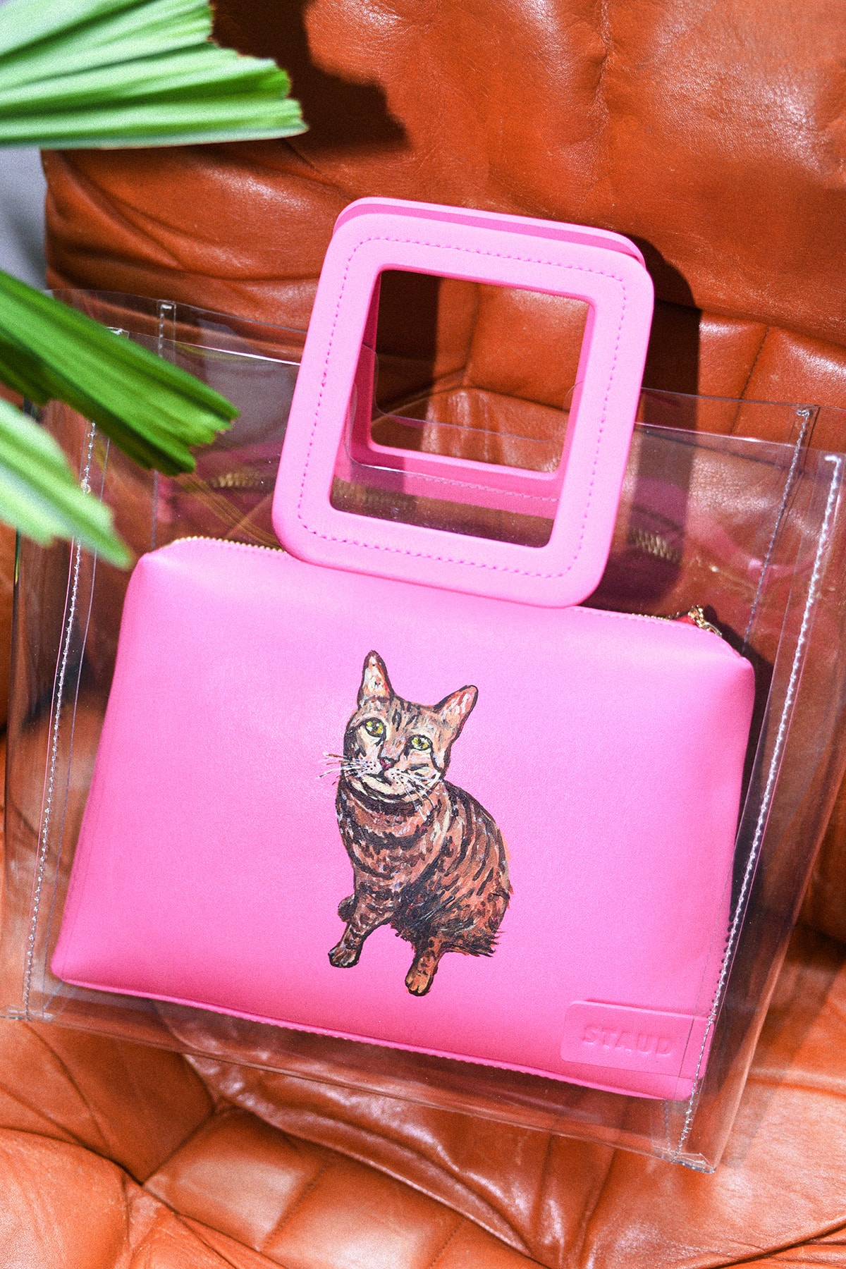 STAUD Pet Portrait Bag Shirley Clear Pink