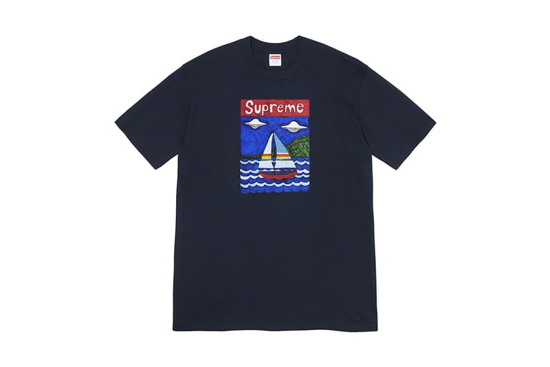 supreme spring graphic t shirts yellow white blue fashion streetwear