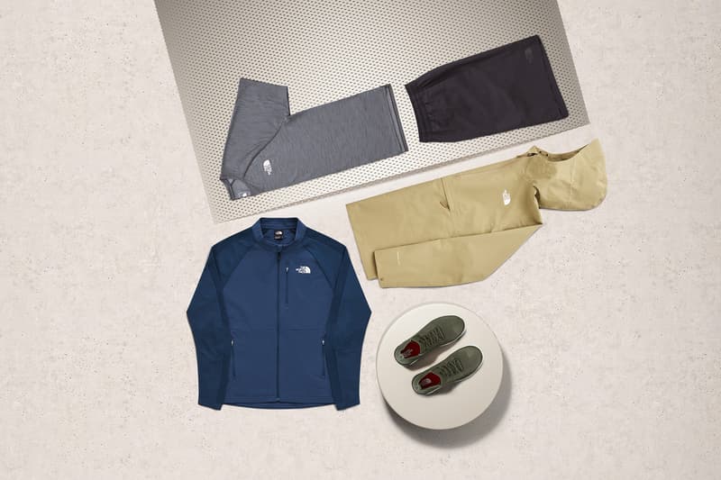 the north face active trail collection jackets shirts leggings sneakers sportswear pink white black blue beige grey