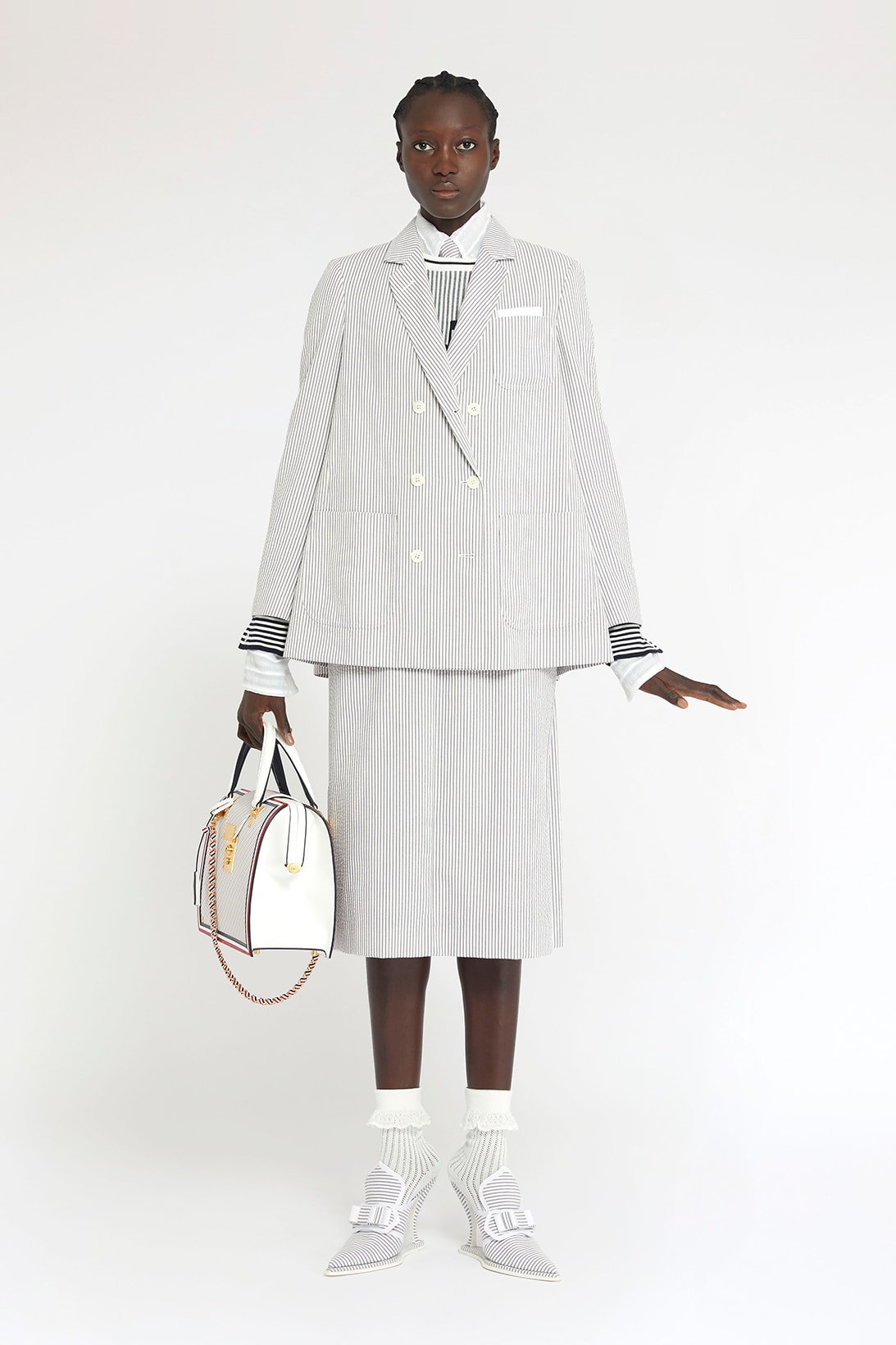 thom browne spring summer collection seersucker suits dresses bags fashion