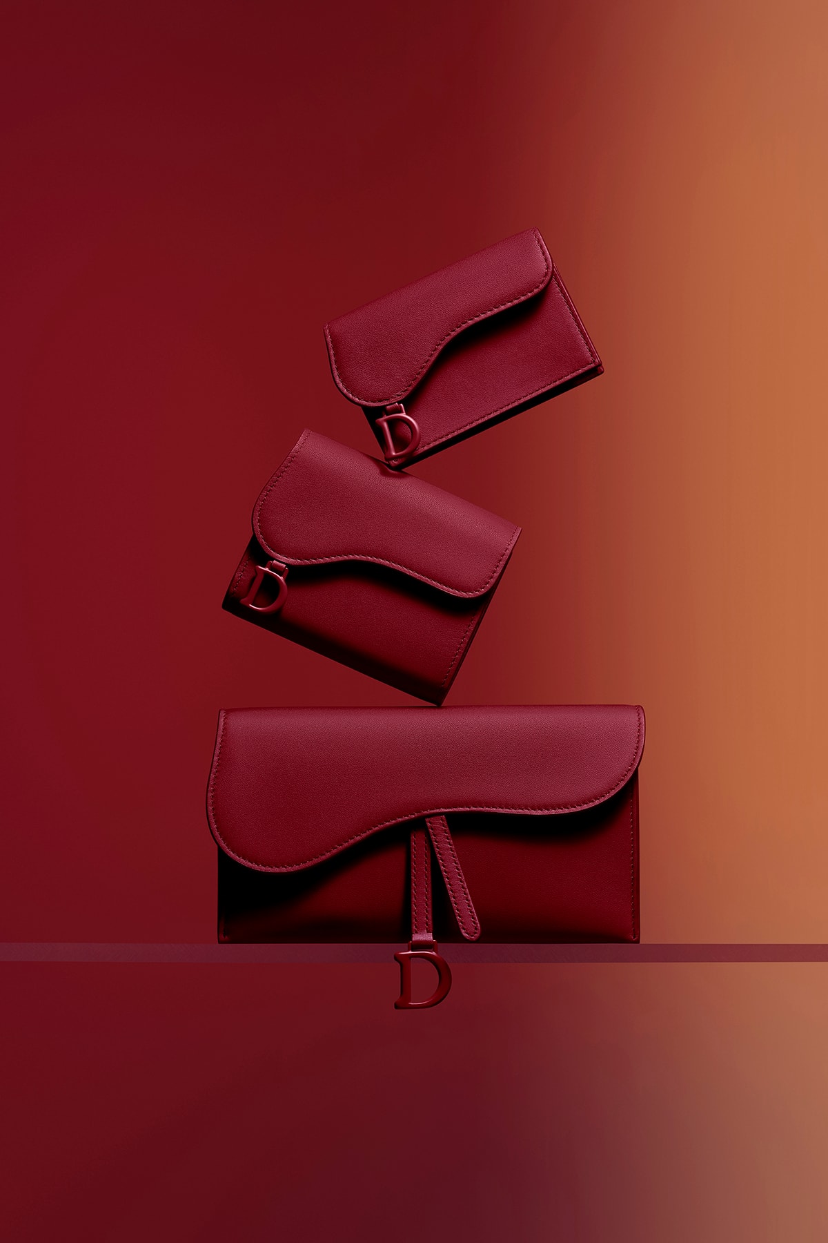Dior Ultra-Matte Collection Bags Saddle Wallet Red