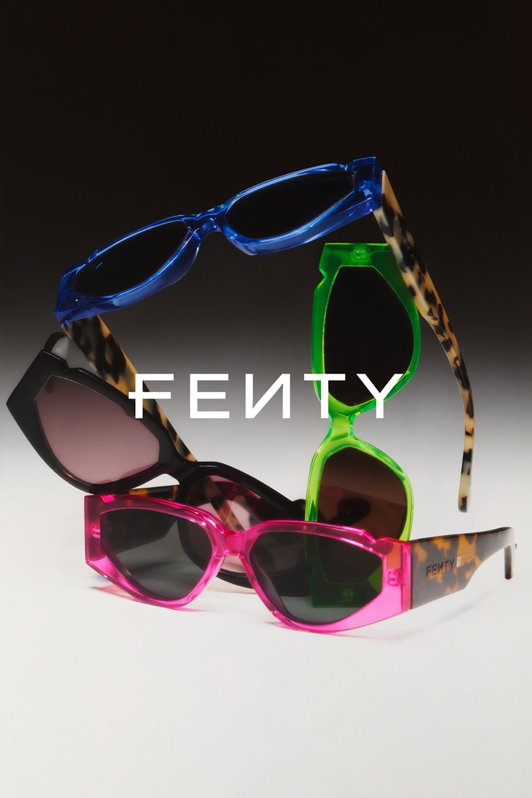 fenty rihanna eyewear sunglasses collection vintage blue pink green black cheetah print