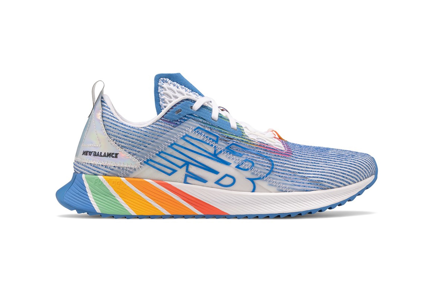 new balance pride lgbtq pack collection 327 fuelcell echo sneakers rainbow colorway white blue red purple orange green shoes footwear sneakerhead