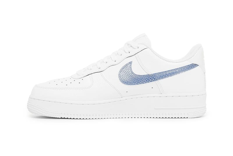 white air force ones with blue swoosh