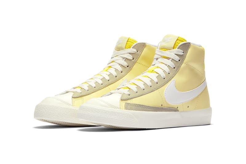 nike blazer mid 77 womens sneakers pastel yellow purple white colorway shoes 