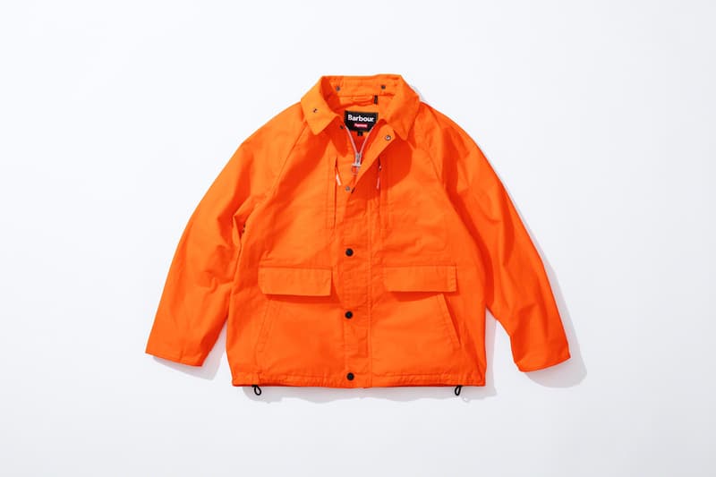 supreme barbour spring summer collaboration jackets outerwear black orange leopard print fashion