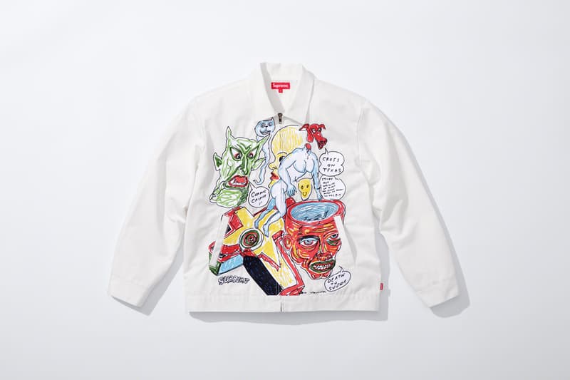 supreme daniel johnston spring summer collaboration art shirts black blue orange pink green white