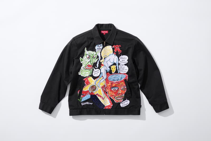 supreme daniel johnston spring summer collaboration art shirts black blue orange pink green white