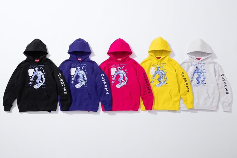 supreme daniel johnston spring summer collaboration art shirts black blue orange pink green white