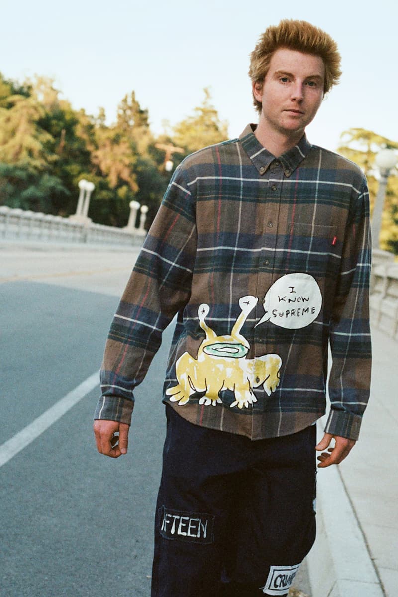 supreme daniel johnston spring summer collaboration art shirts black blue orange pink green white